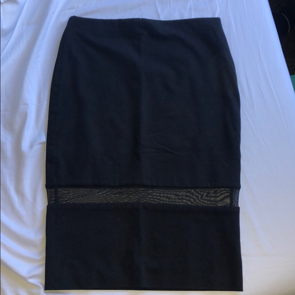 Zara S black mesh midi pencil skirt